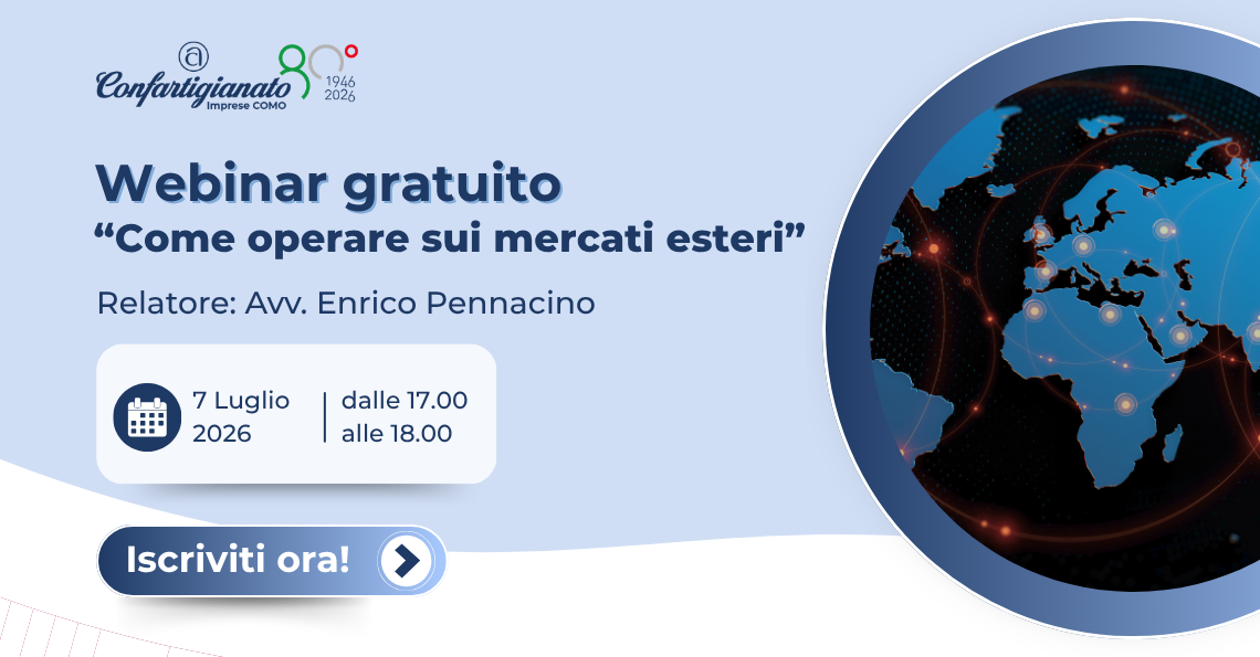 COME OPERARE SUI MERCATI ESTERI:  WEBINAR GRATUITO PER ORIENTARSI NELL’INTERNAZIONALIZZAZIONE